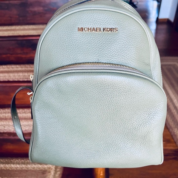 Michael Kors Olive Green Leather Backpack - Picture 1 of 5
